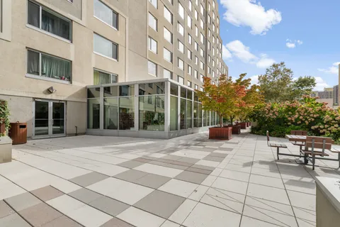 a view of a terrace with chairs