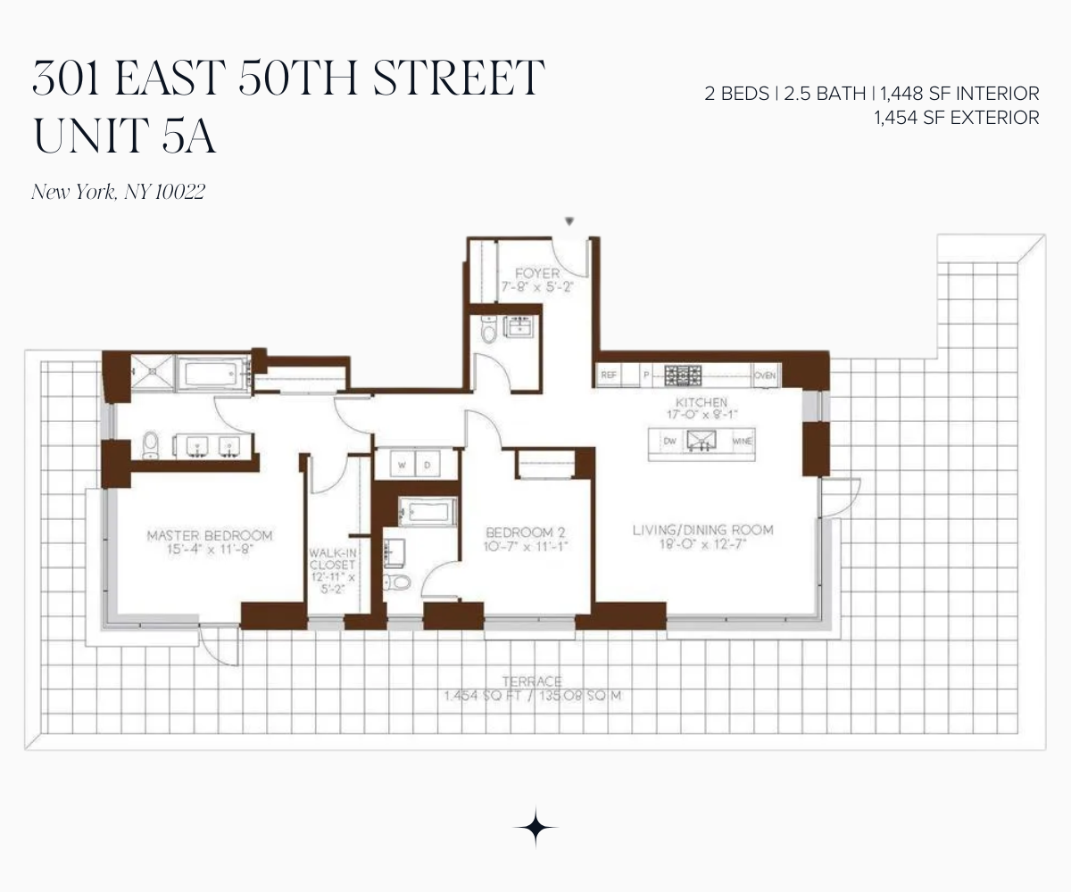 301 East 50th Street, Unit 5A Manhattan, NY 10022 - Photo 19 of 19 a picture of a floor plan