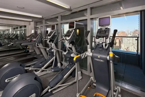 a view of a room with gym equipment