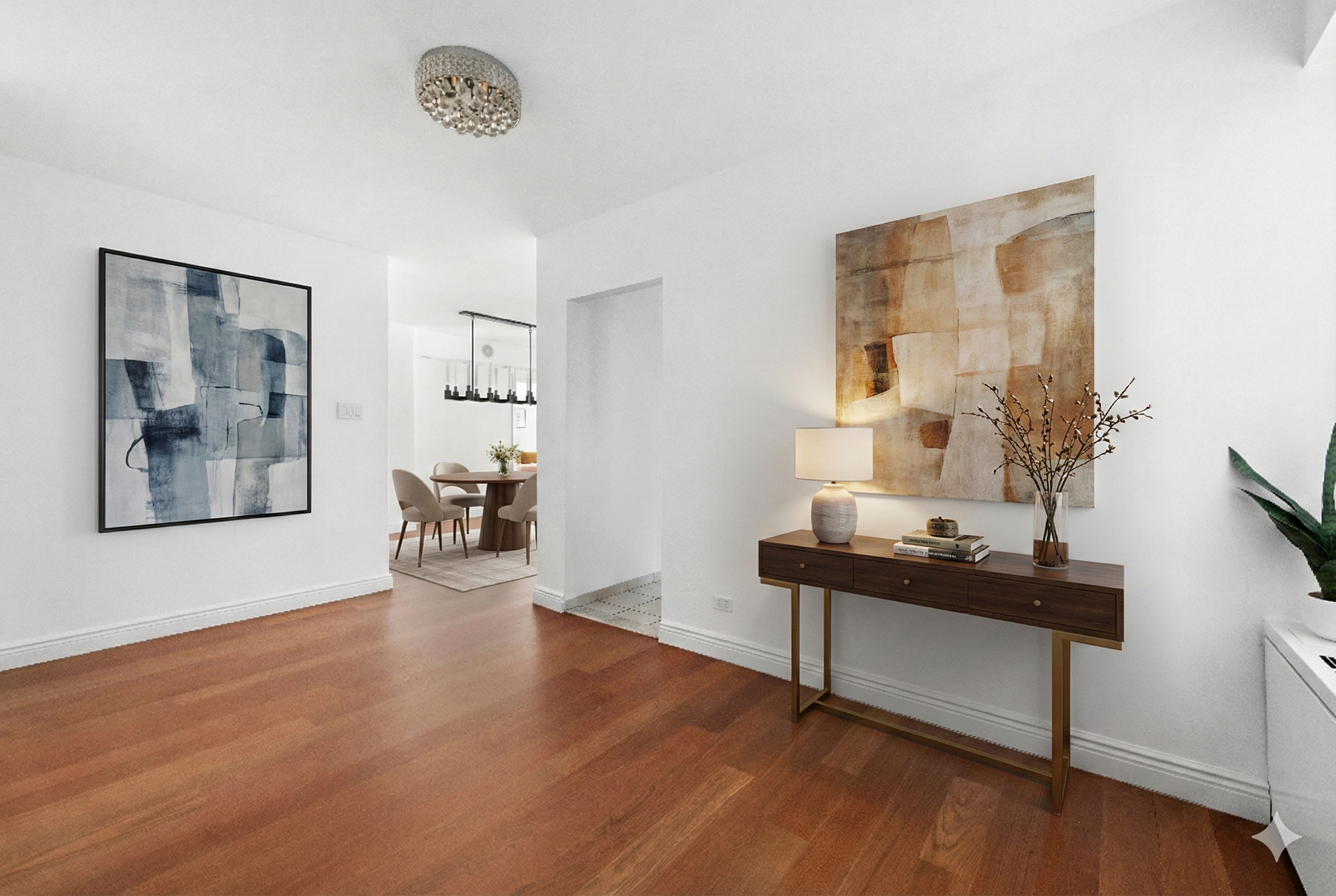 400 East 56th Street, Unit 3D Manhattan, NY 10022 - Photo 6 of 24 a view of a workspace with furniture and wooden floor
