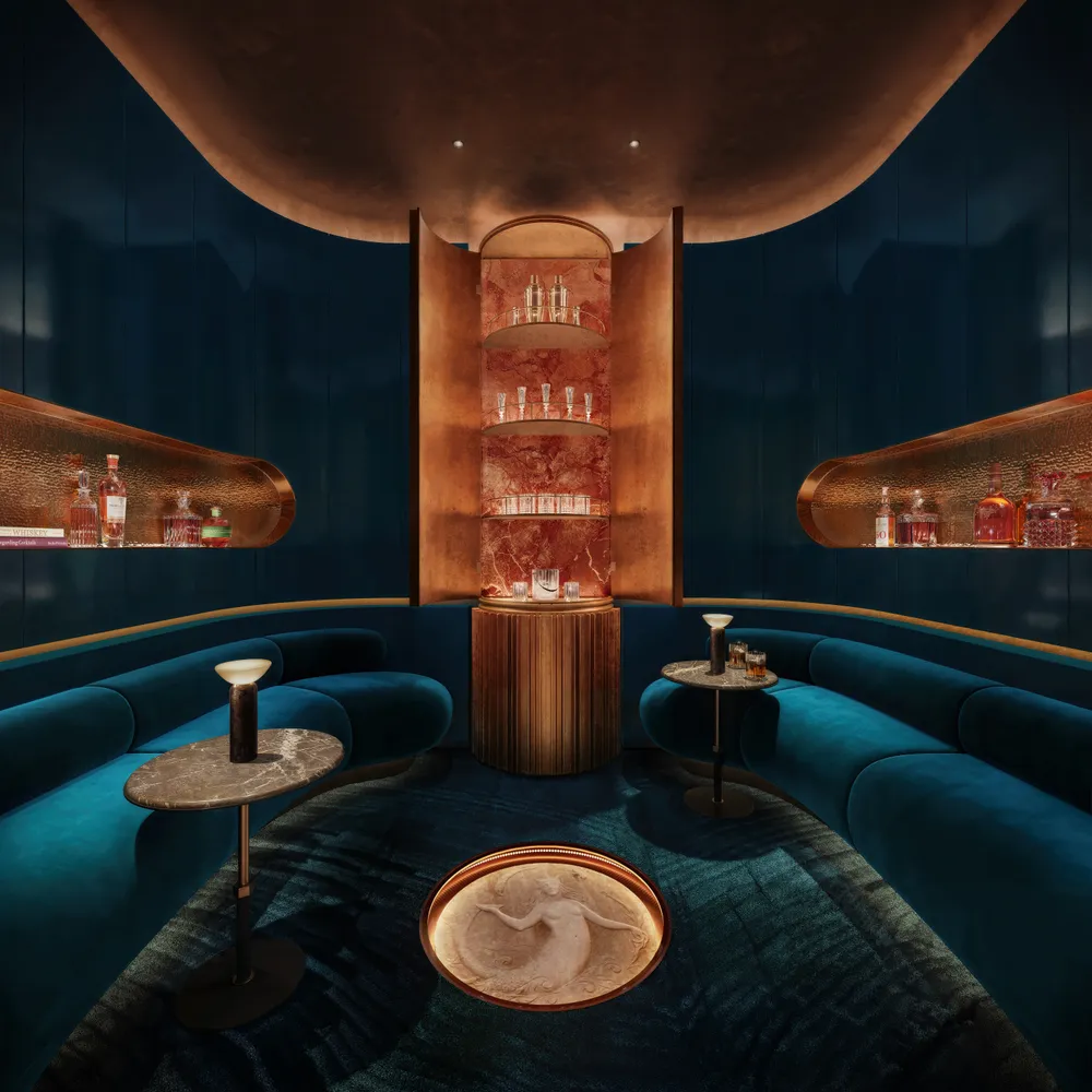 a living room with furniture