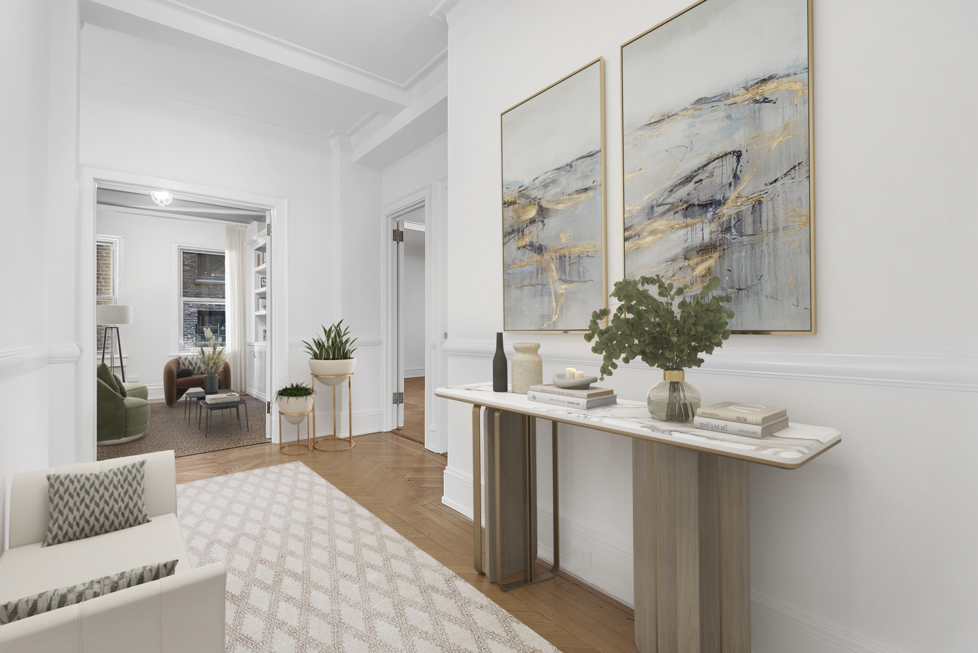 1045 Park Avenue, Unit 5A Manhattan, NY 10028 - Photo 5 of 10 a living room with furniture and a potted plant