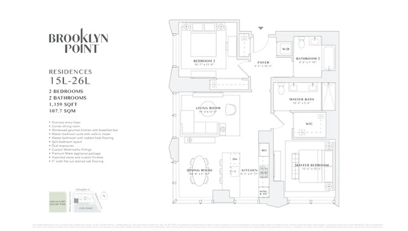 1 City Point, Unit 25L Brooklyn, NY 11201 - Photo 25 of 25 a picture of a floor plan