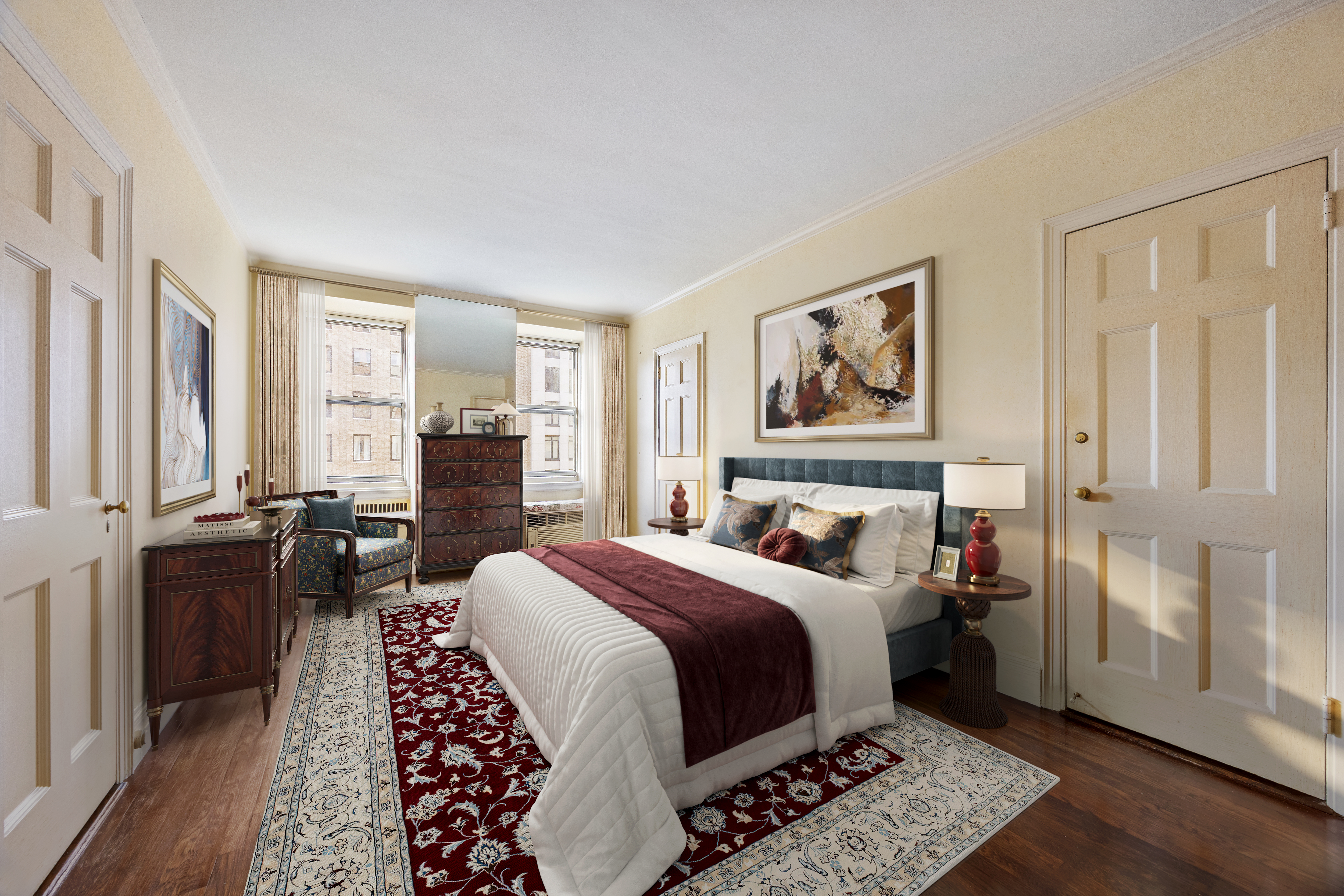 1001 Park Avenue, Unit 6N Manhattan, NY 10028 - Photo 5 of 12 a bedroom with a bed a dresser and wooden floor