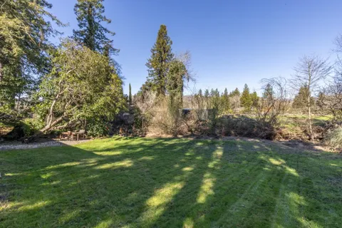 a backyard of a house with lots of green space