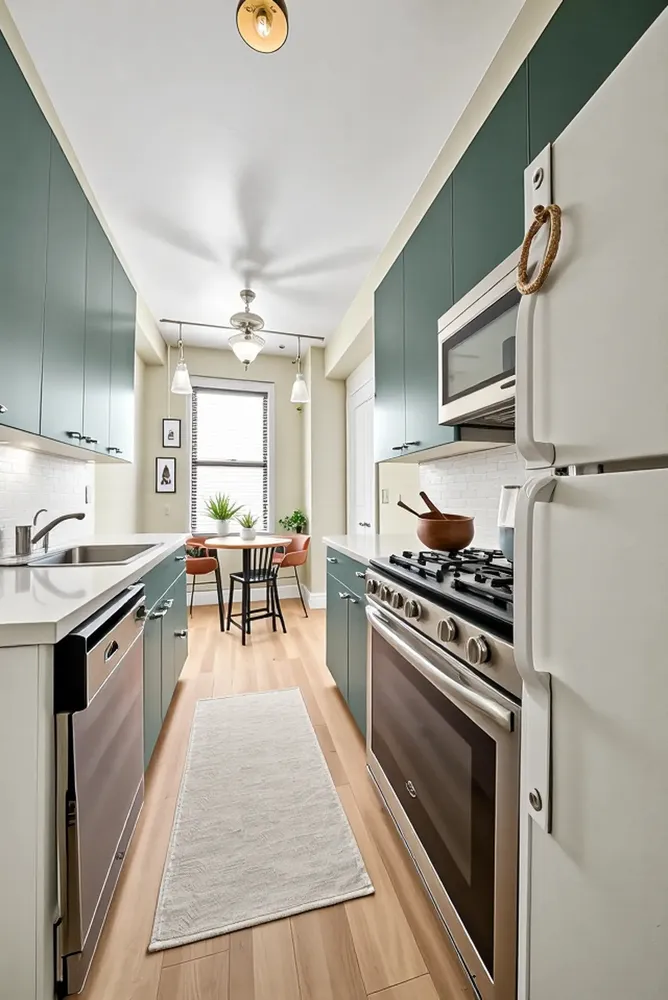 a kitchen with stainless steel appliances a stove a sink and a refrigerator