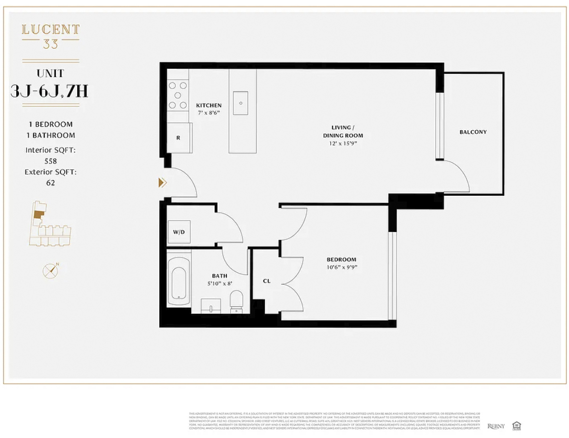 37-34 33rd Street, Unit 7H Queens, NY 11101 - Photo 18 of 18 a picture of a floor plan