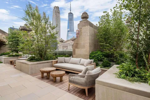 a outdoor space with furniture