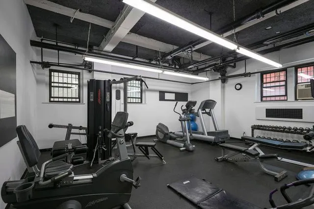 a view of a room with gym equipment