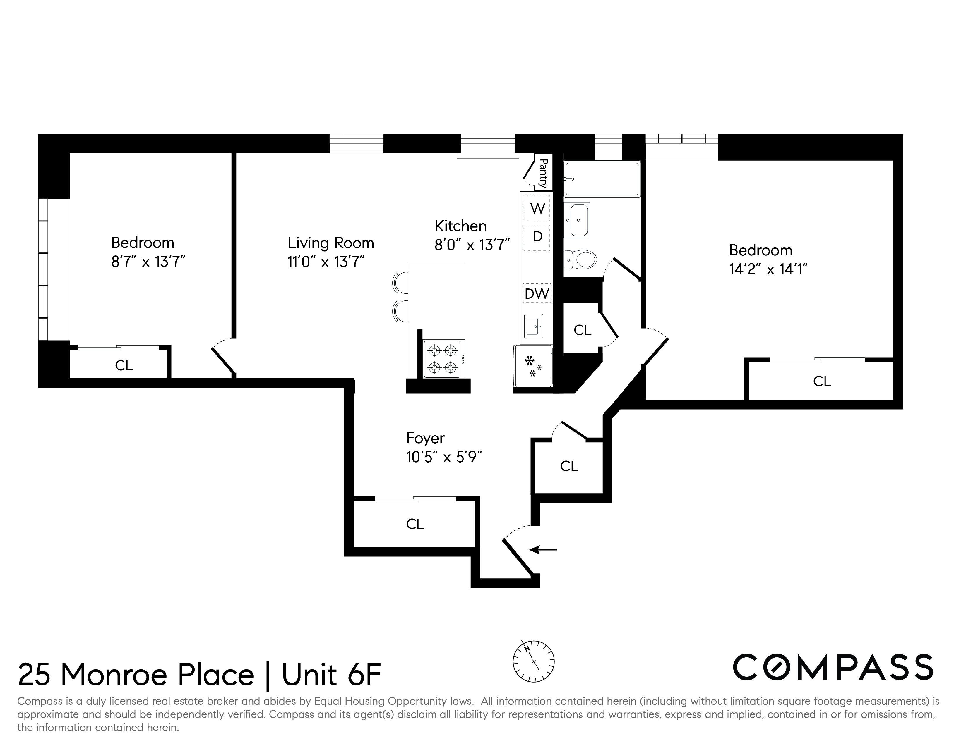 25 Monroe Place, Unit 6F Brooklyn, NY 11201 - Photo 7 of 7 a picture of a floor plan
