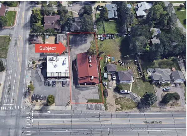 an aerial view of waterside residential houses