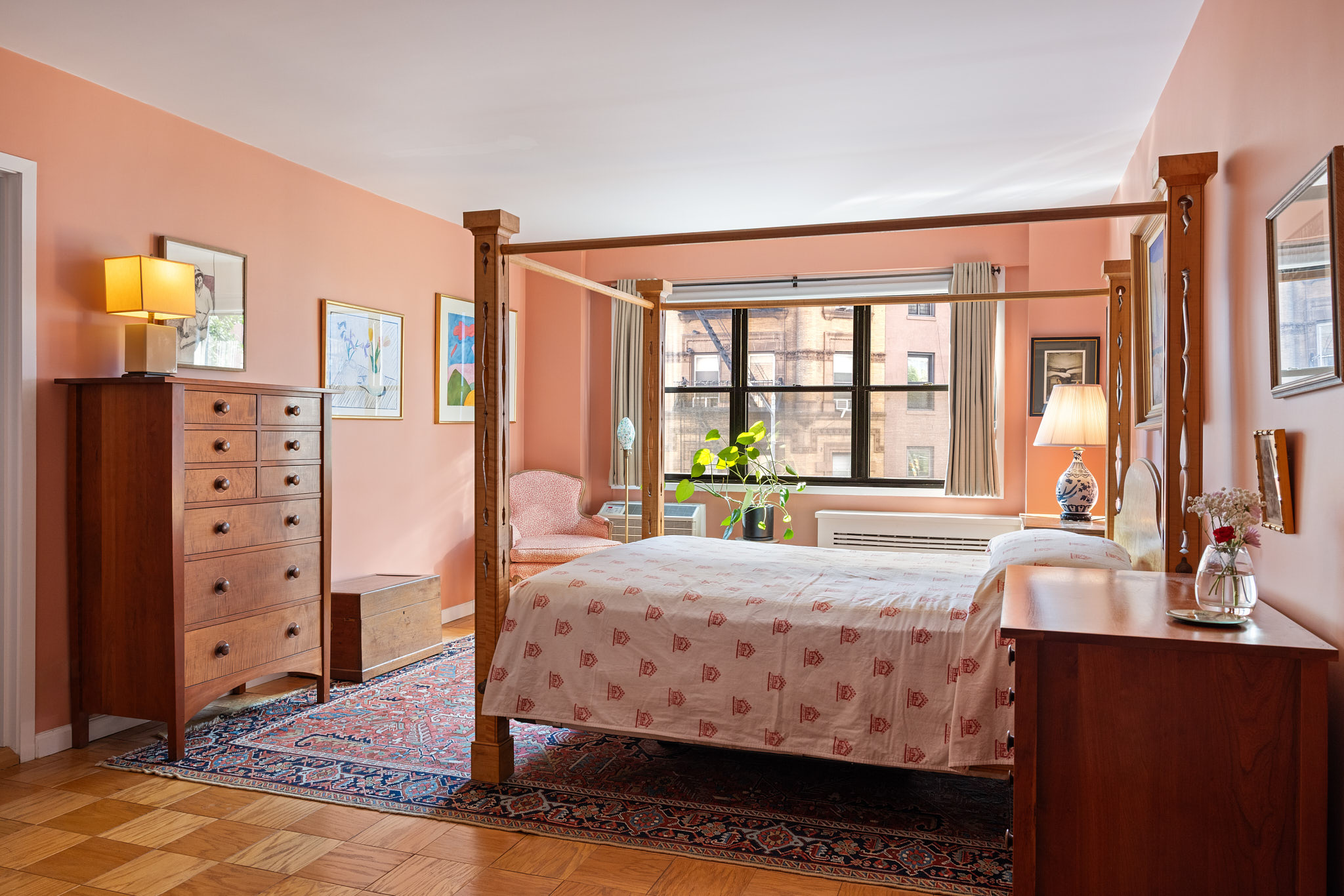 31 Jane Street, Unit 3H Manhattan, NY 10014 - Photo 6 of 14 a bedroom with furniture and large windows