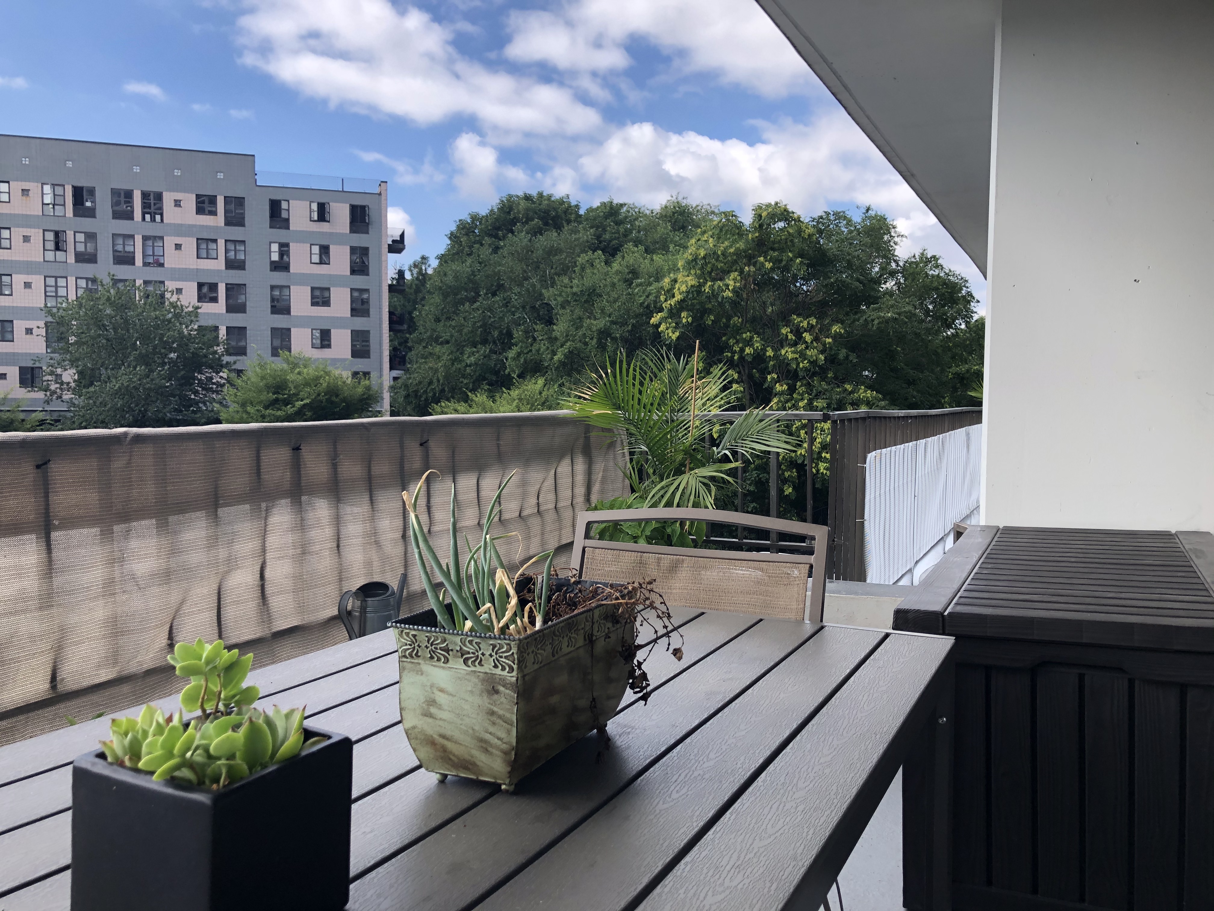 25-40 Shore Boulevard, Unit 2F Queens, NY 11102 - Photo 6 of 31 a view of a balcony with chairs and a potted plant