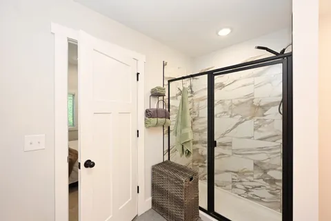 a bathroom with a shower