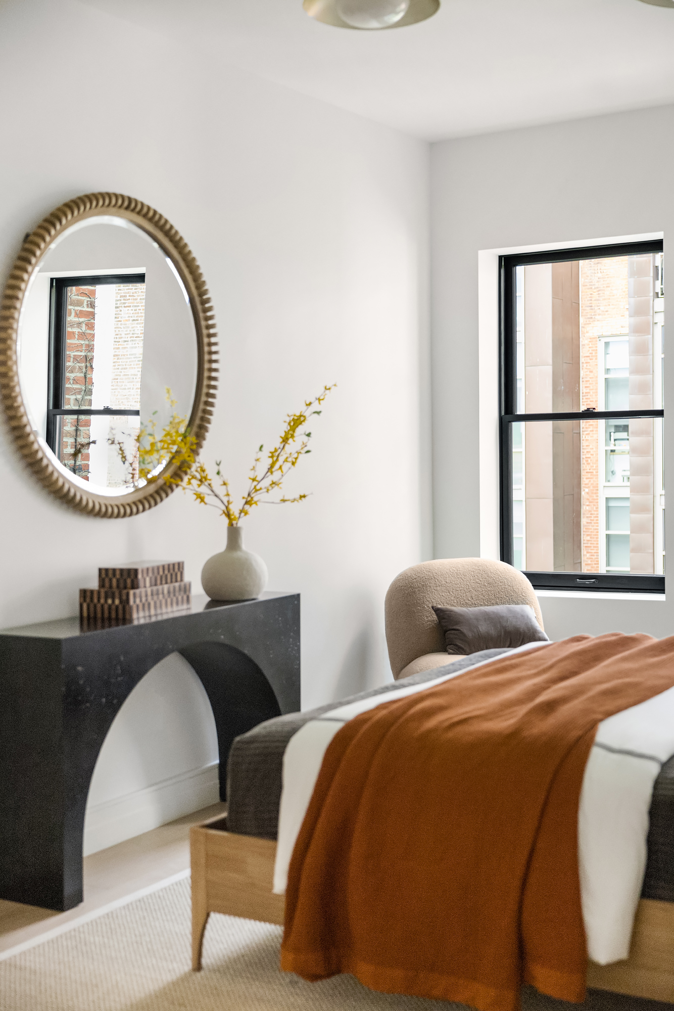 53 West 85th Street Manhattan, NY 10024 - Photo 22 of 37 a bedroom with bed and a large windows