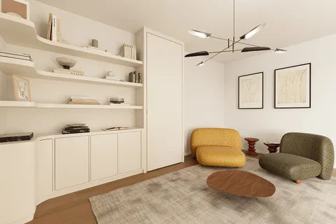 a living room with furniture
