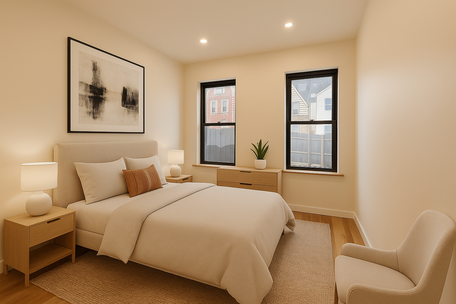 139 Autumn Avenue, Unit 1 Brooklyn, NY 11208 - Photo 4 of 14 a bedroom with a bed and a painting on the wall