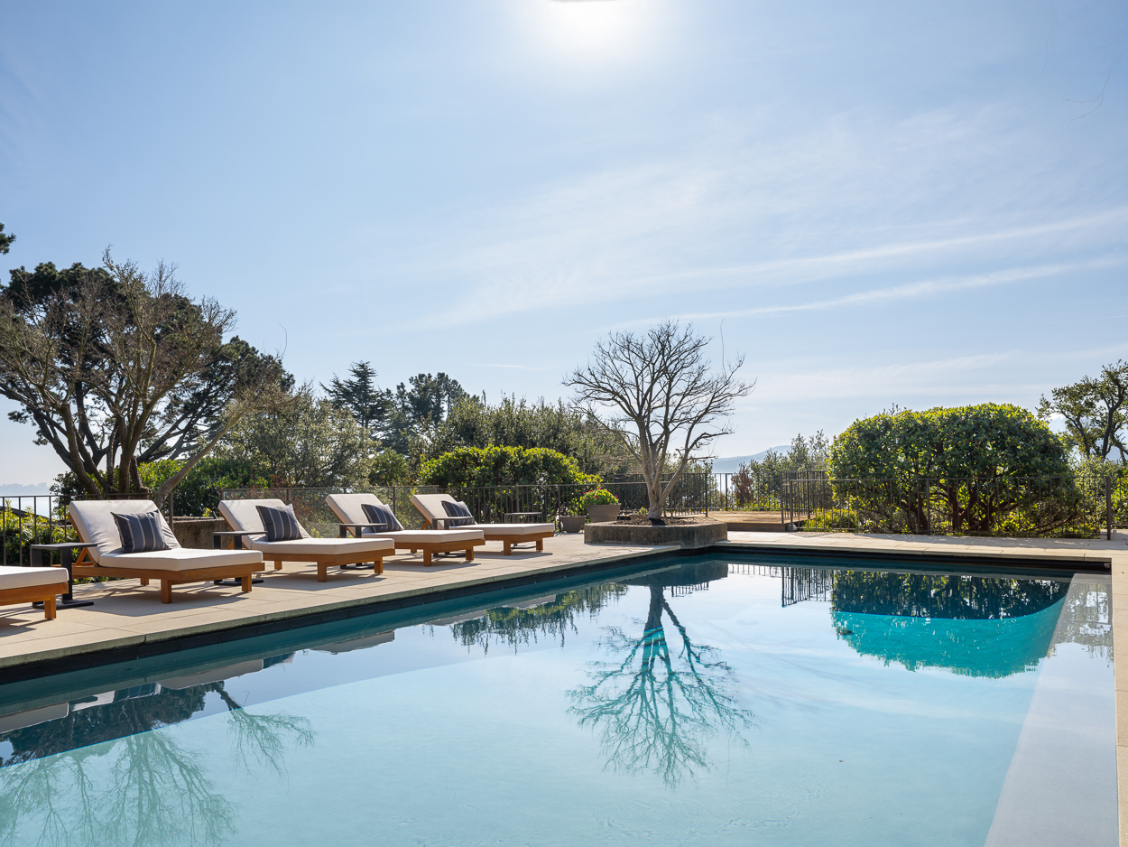 20 Crest Road Belvedere, CA 94920 - Photo 45 of 66 a view of swimming pool with outdoor seating and yard in back