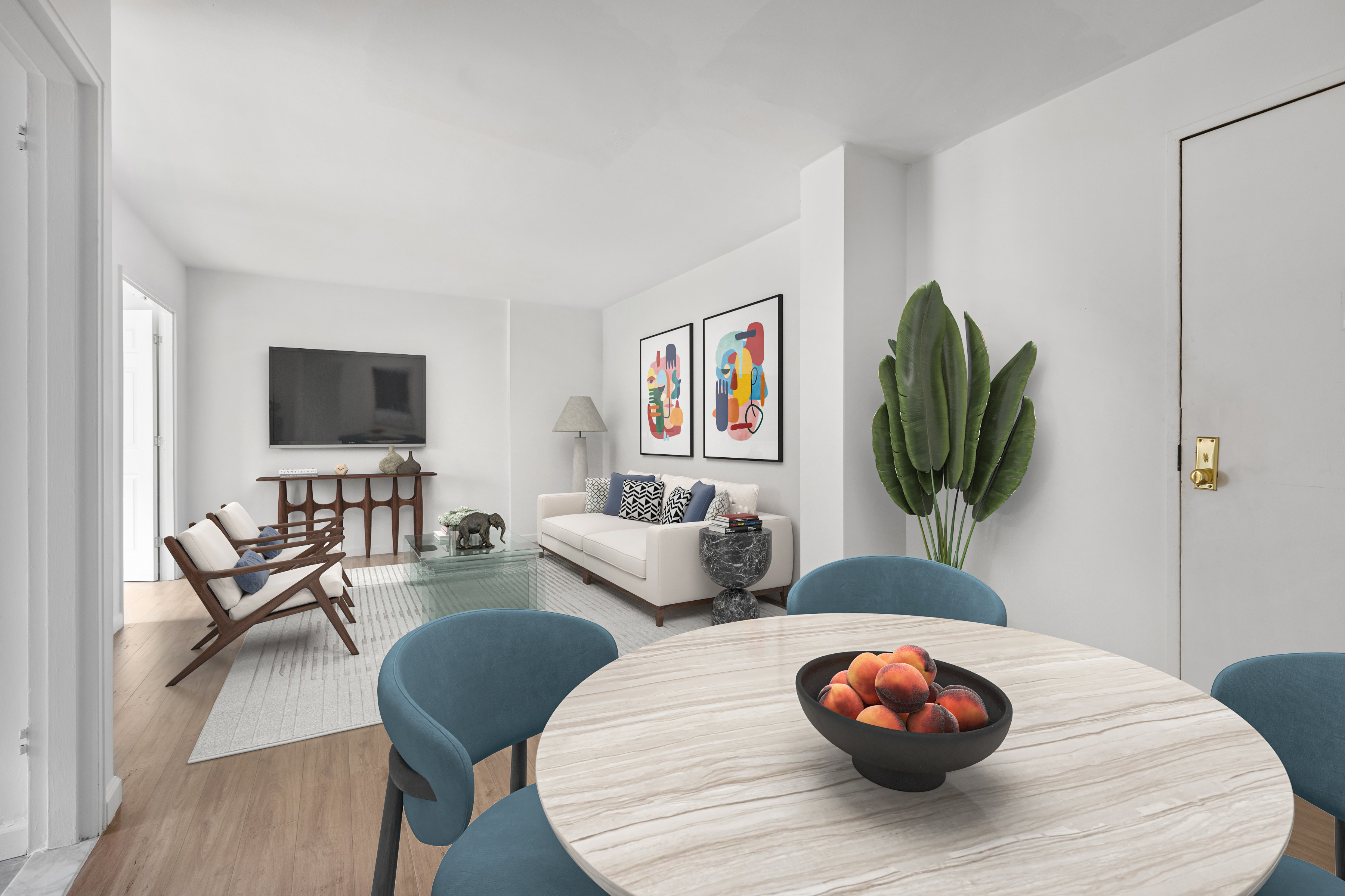 110-50 71st Road, Unit 5N Queens, NY 11375 - Photo 2 of 8 a living room with furniture and a wooden floor