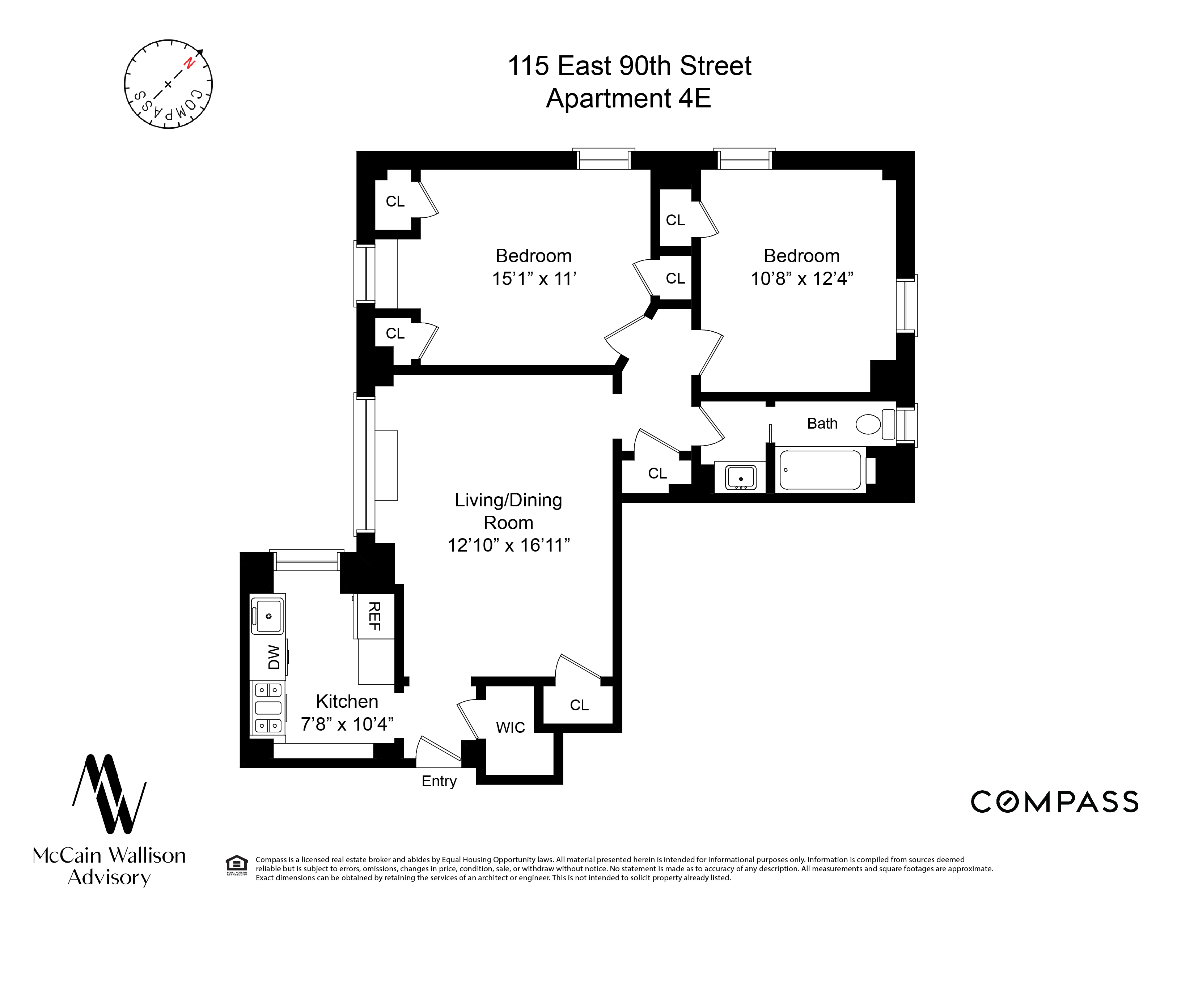 115 East 90th Street, Unit 4E Manhattan, NY 10128 - Photo 9 of 9 a picture of a floor plan