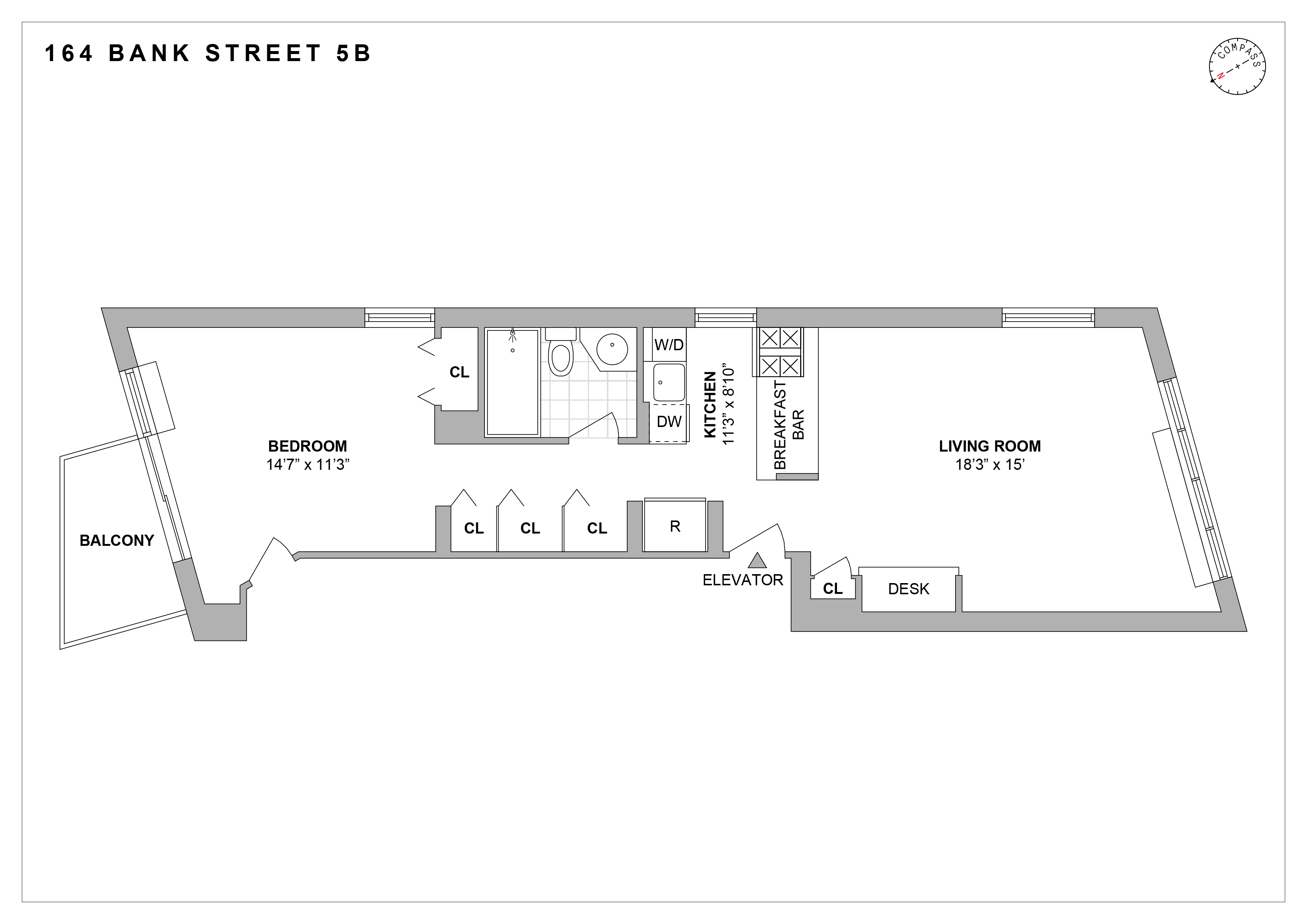 164 Bank Street, Unit 5B Manhattan, NY 10014 - Photo 11 of 11 a picture of a bench in a white building