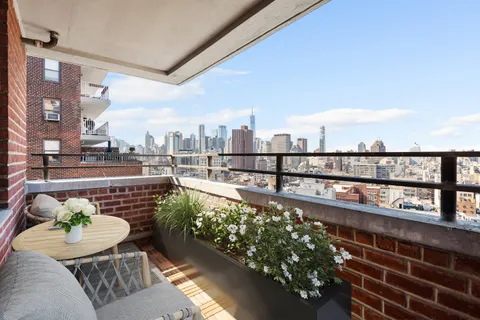 a view of city from a balcony