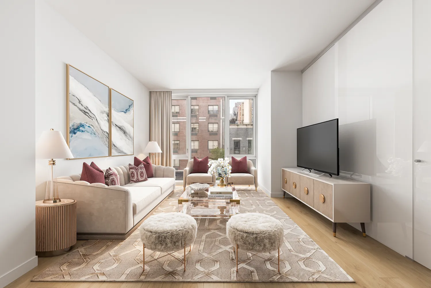 a living room with furniture and a flat screen tv
