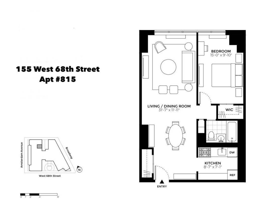155 West 68th Street, Unit 815 Manhattan, NY 10023 - Photo 14 of 14 a picture of a rug with a white wall and a picture