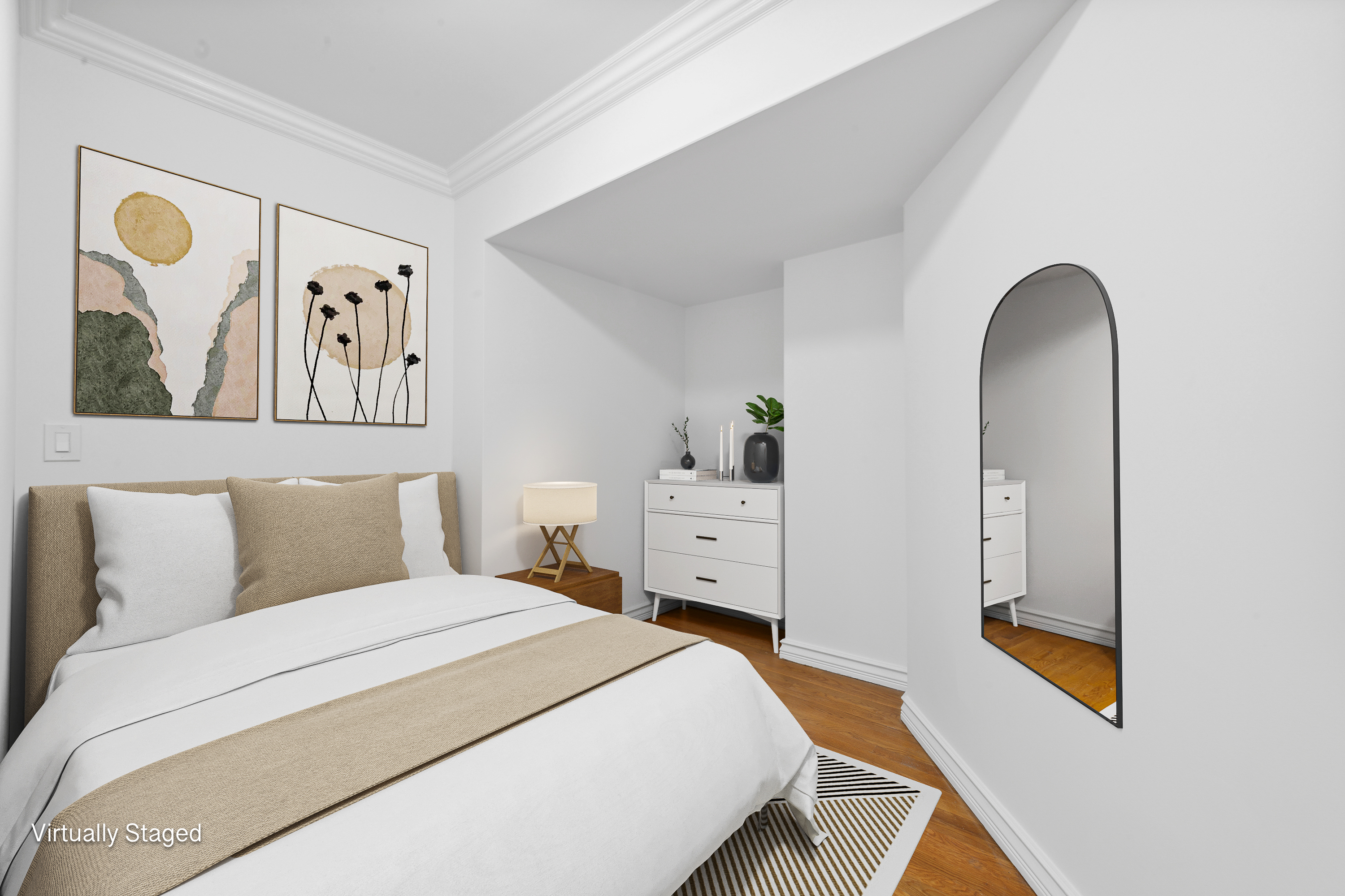 201 West 72nd Street, Unit 3I Manhattan, NY 10023 - Photo 4 of 13 a bedroom with a bed and a painting on the wall