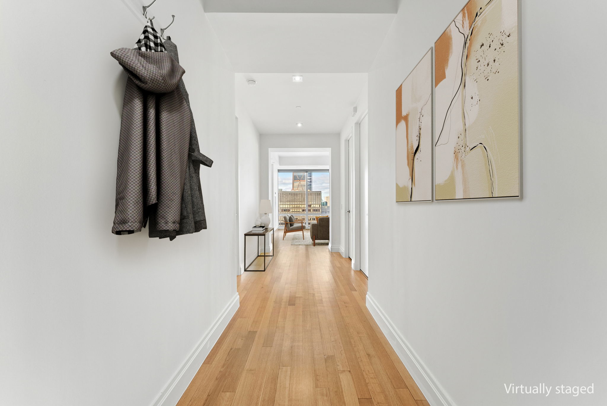 845 United Nations Plaza, Unit 63D Manhattan, NY 10017 - Photo 10 of 16 wooden floor in a gallery with a window