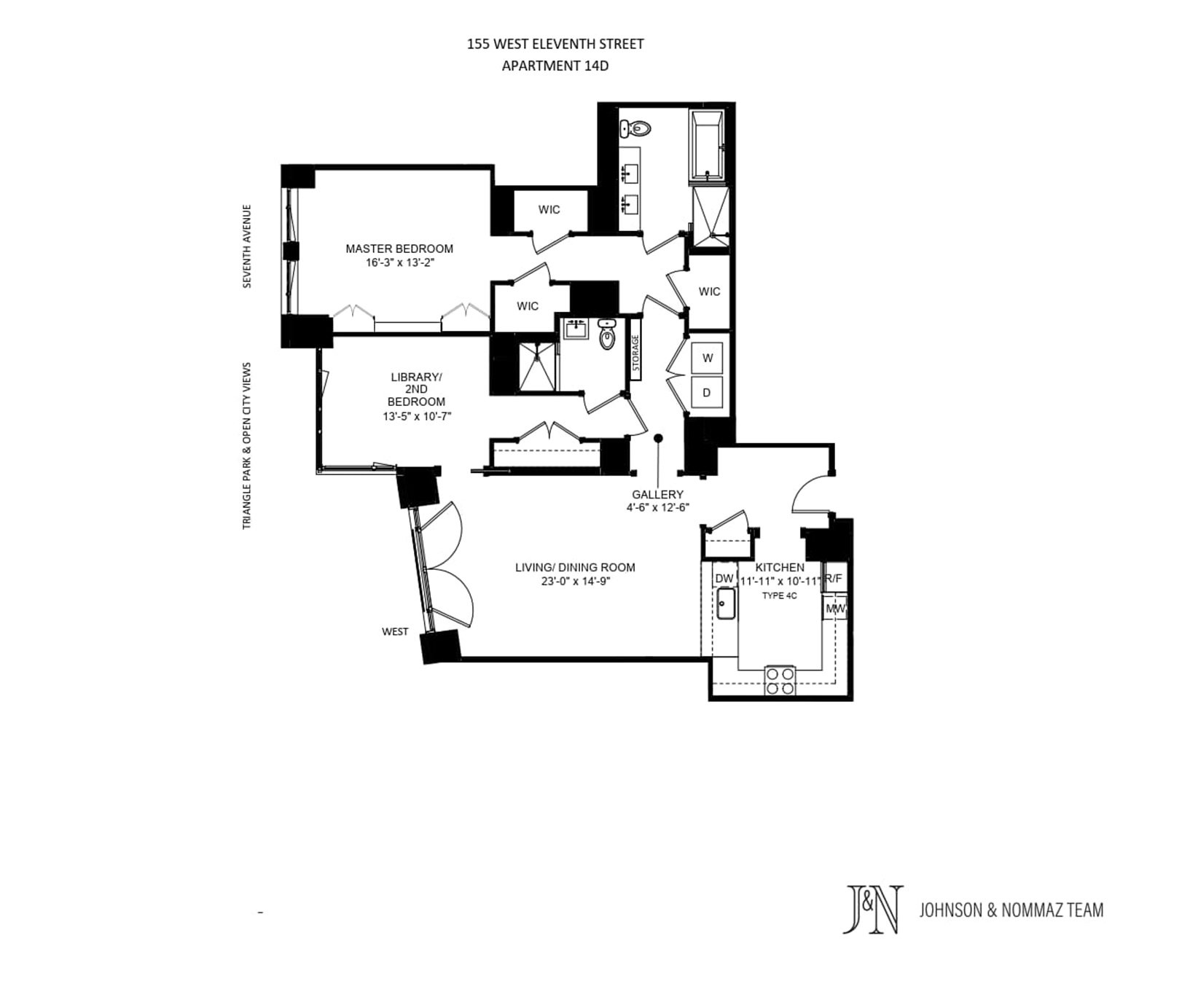 155 West 11th Street, Unit 14D Manhattan, NY 10011 - Photo 12 of 12 a picture of a floor plan