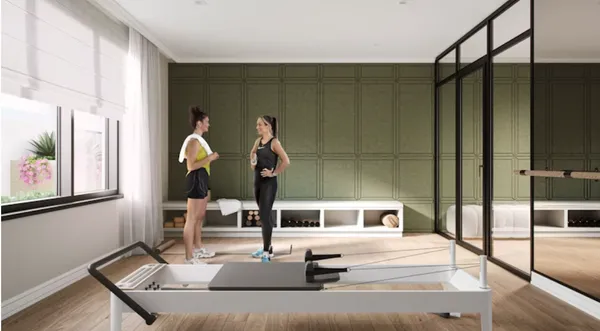 a living room with furniture