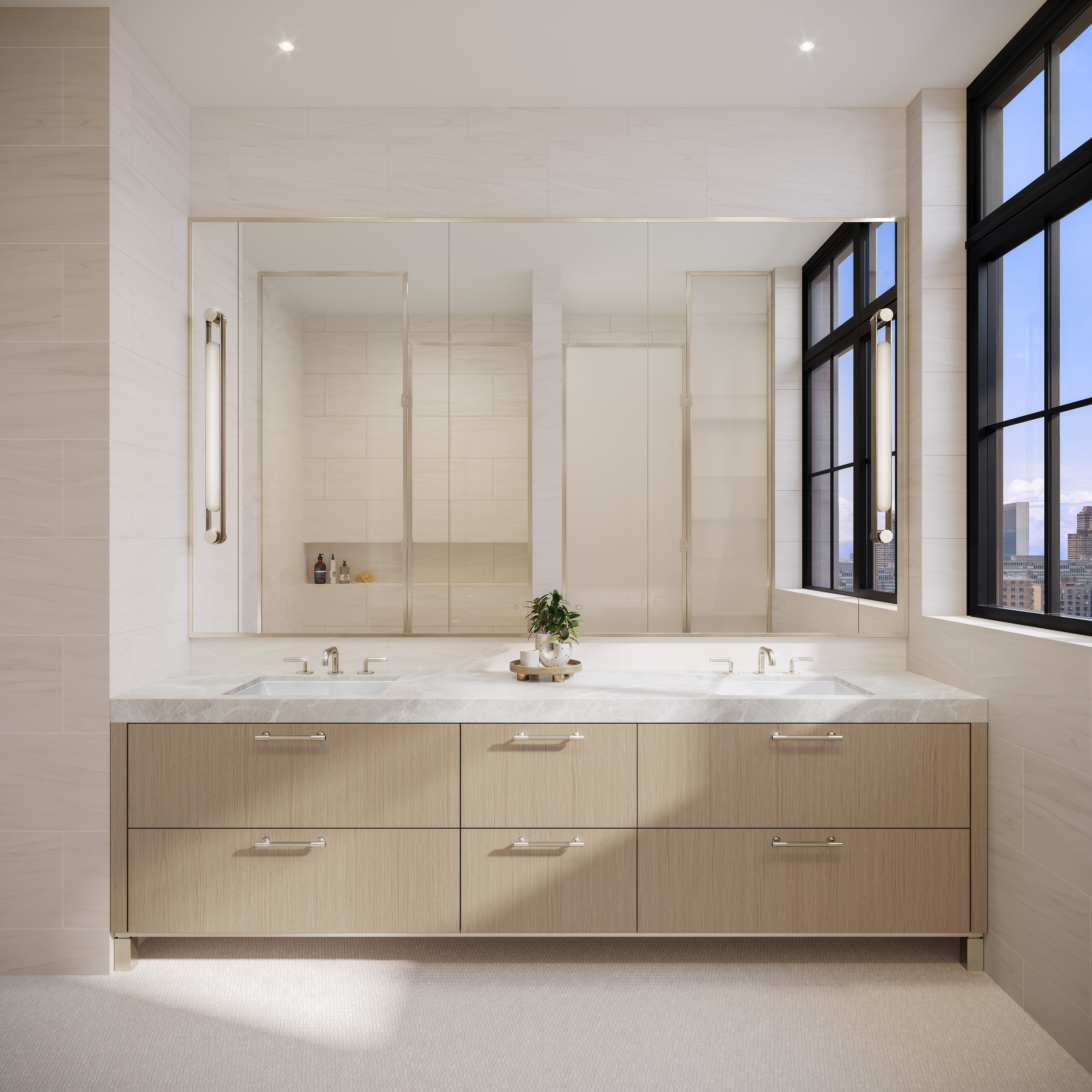 201 East 23rd Street, Unit 17B Manhattan, NY 10010 - Photo 5 of 20 a bathroom with a sink and a mirror