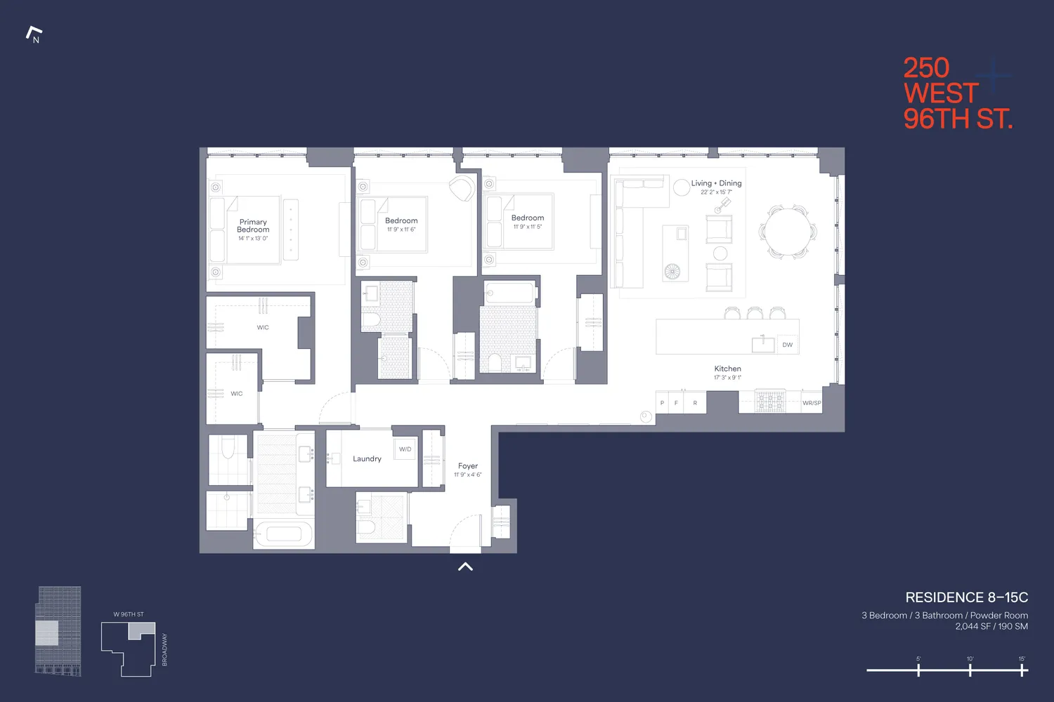 $4,430,000 | 250 West 96th Street, Unit 14C | Upper West Side