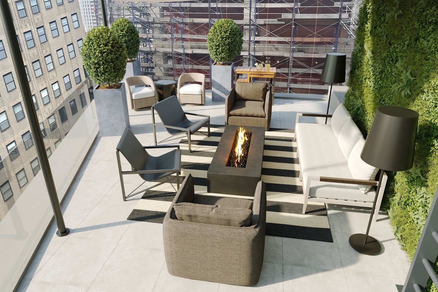 a view of backyard with seating space and plants