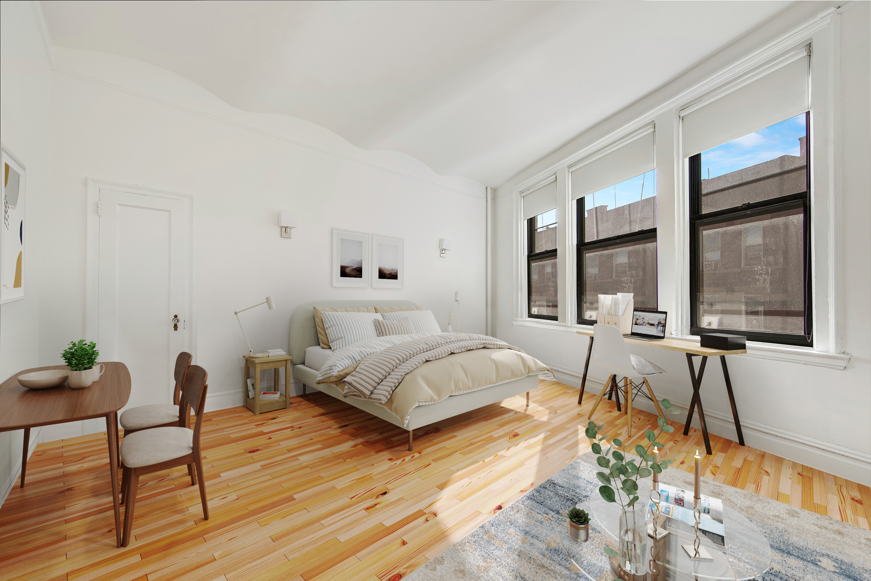 1 Sheridan Square, Unit 4E Manhattan, NY 10014 - Photo 6 of 10 a bedroom with a bed and wooden floor