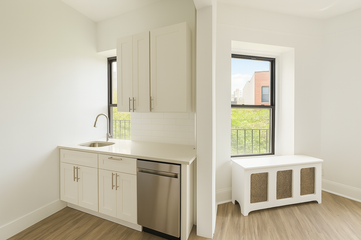 164 West 128th Street, Unit 4B Manhattan, NY 10027 - Photo 2 of 7 a kitchen with a sink and a window
