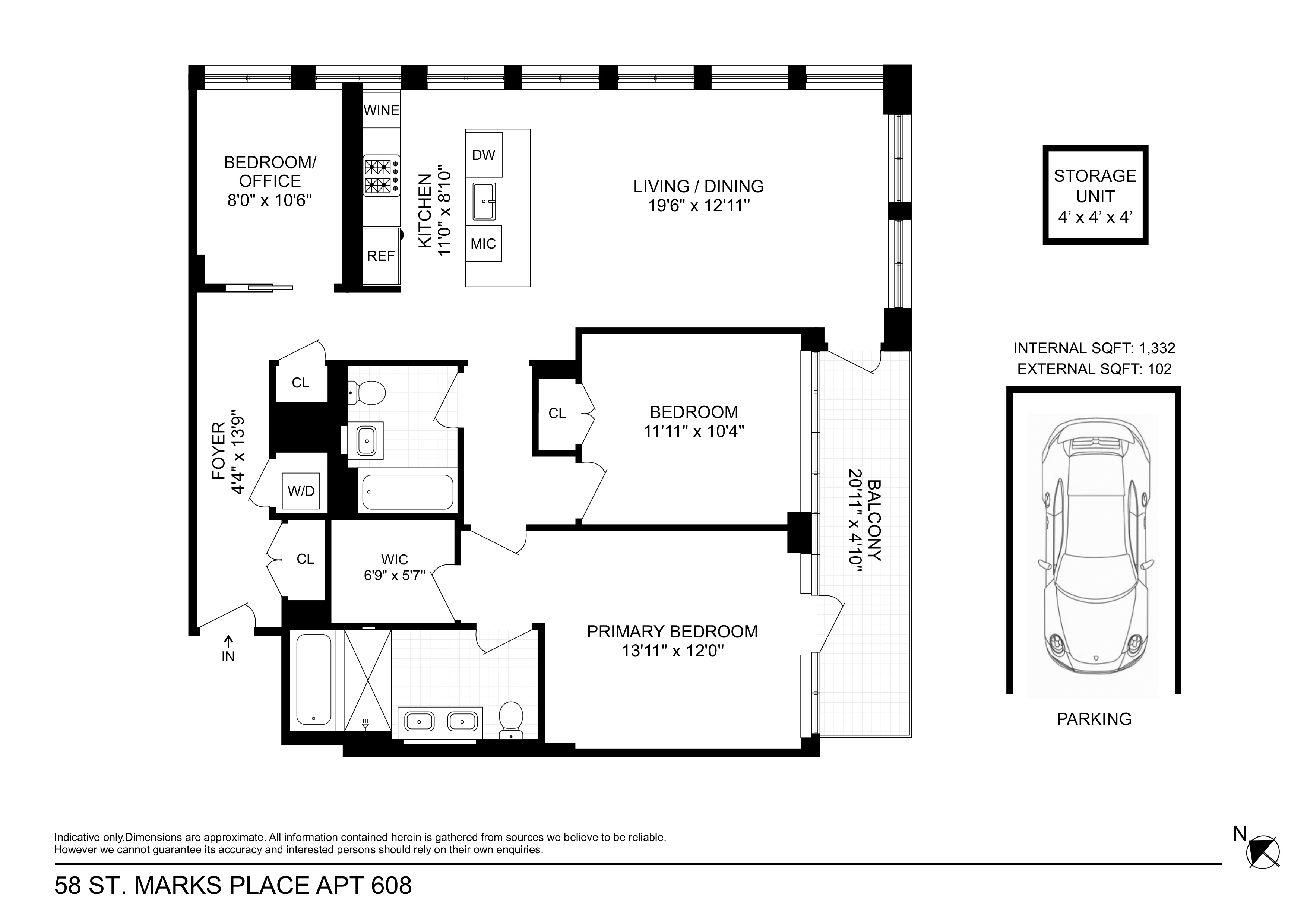 58 St Marks Place, Unit 608 Brooklyn, NY 11217 - Photo 22 of 22 a picture of a floor plan