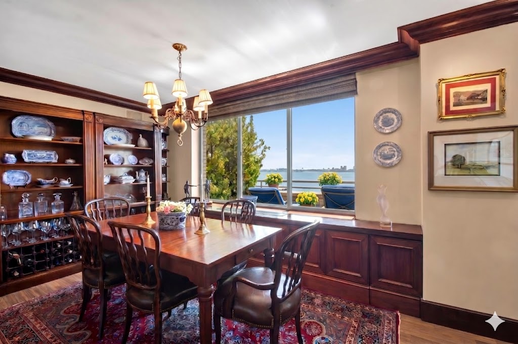 21 South End Avenue, Unit PH1A Manhattan, NY 10280 - Photo 5 of 32 a view of a dining room with furniture window and wooden floor