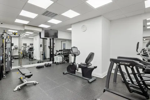 a view of a room with gym equipment