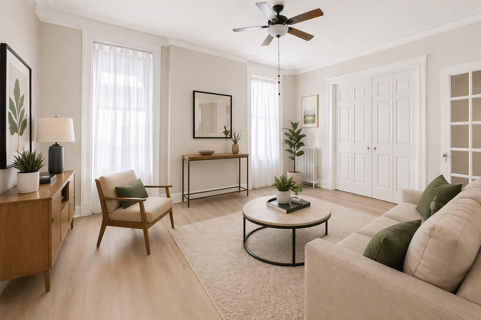 35 Mt Morris Park West, Unit 3E Manhattan, NY 10027 - Photo 2 of 9 a living room with furniture and a potted plant