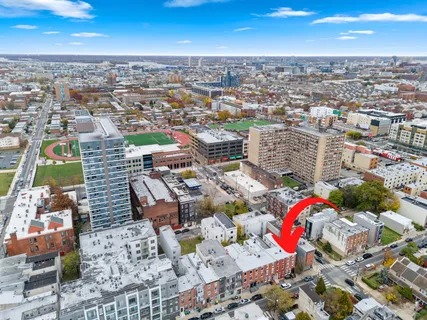 an aerial view of a city