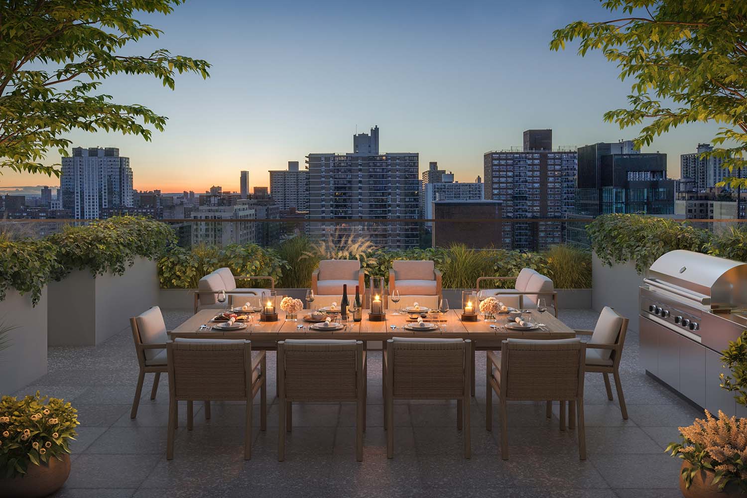 250 West 96th Street, Unit 5C Manhattan, NY 10025 - Photo 16 of 19 a outdoor dining space with furniture and city view