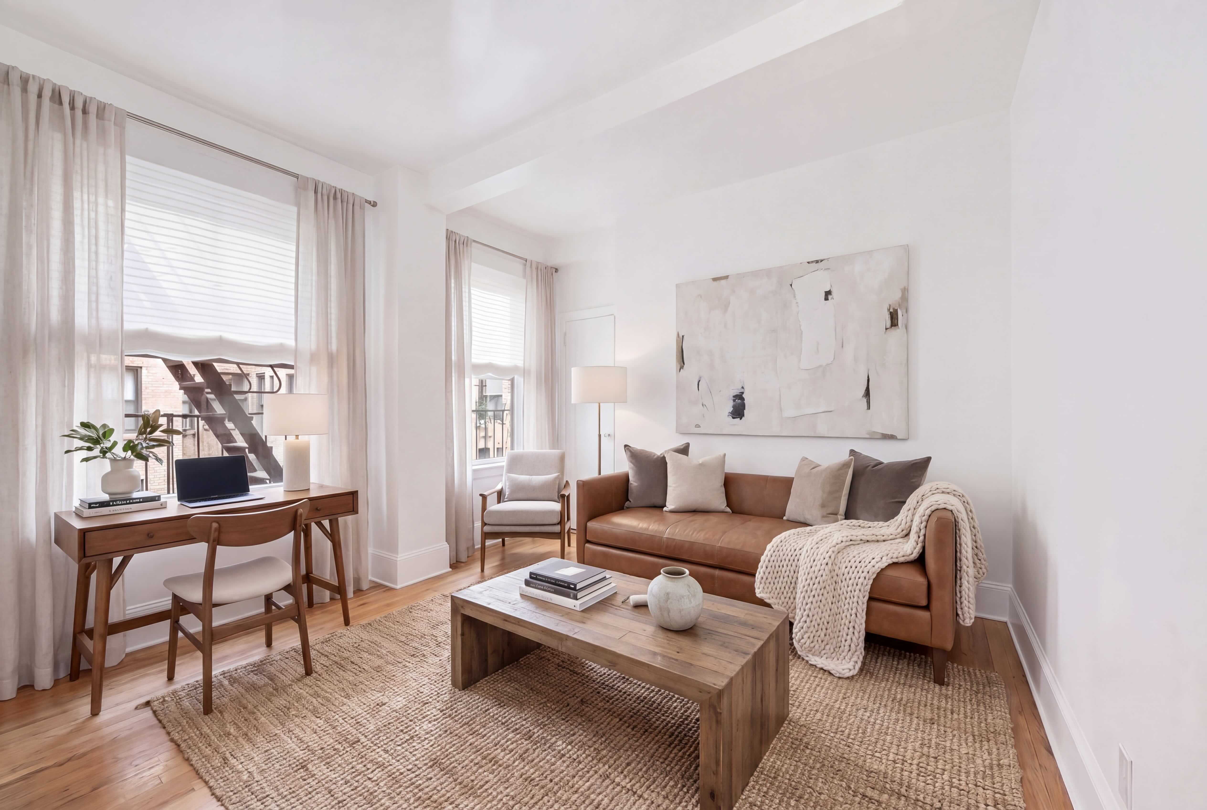 77 Park Avenue, Unit 6H Manhattan, NY 10016 - Photo 2 of 9 a living room with furniture and a window