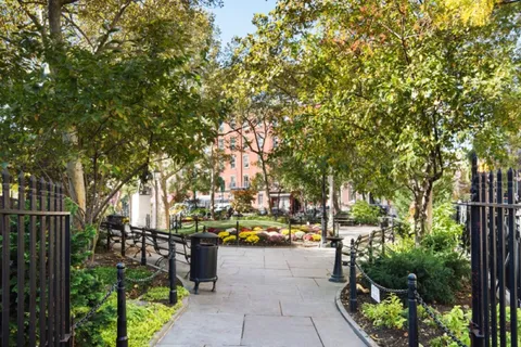 a view of outdoor space and fountain