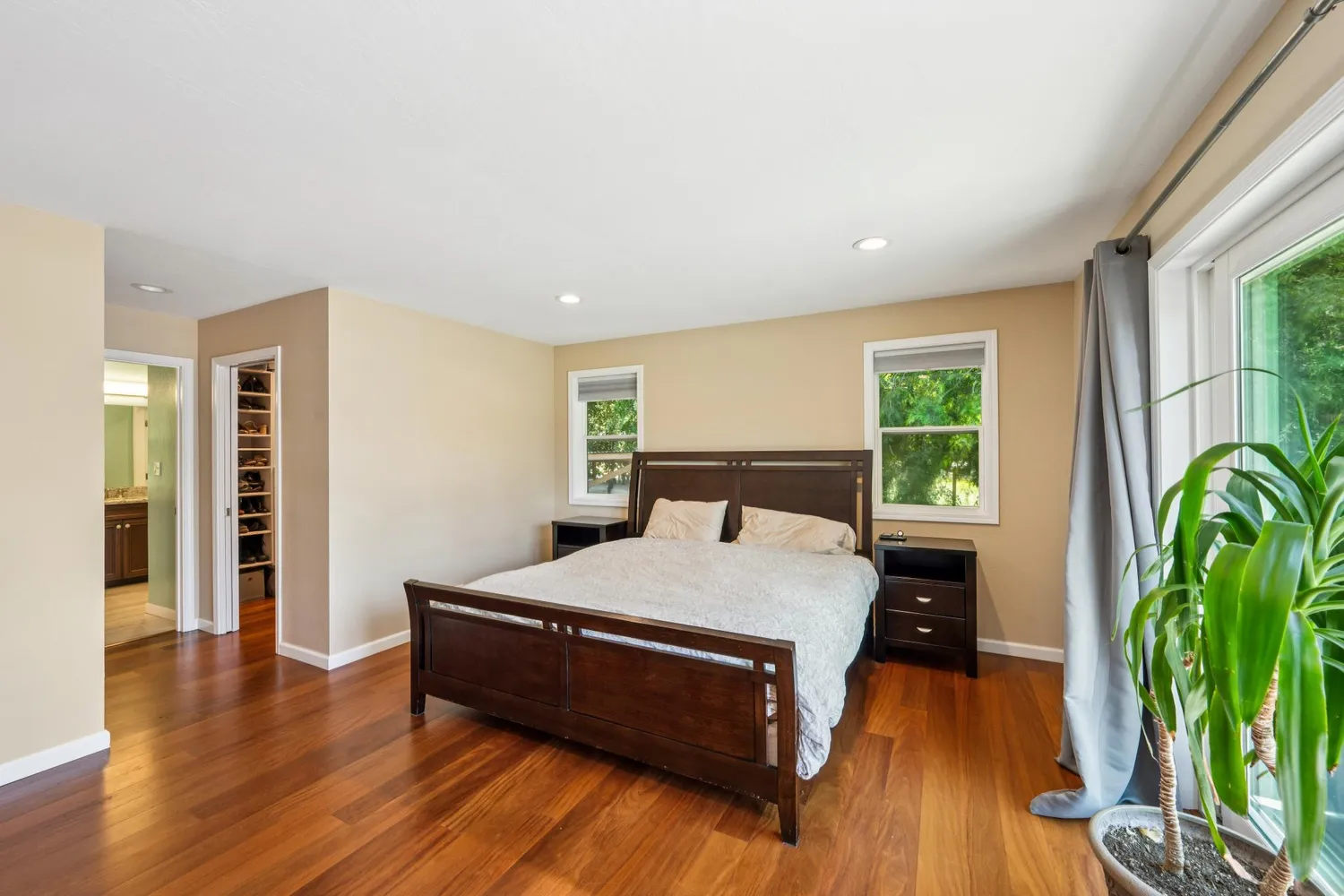 a backyard of a house with lots of green space