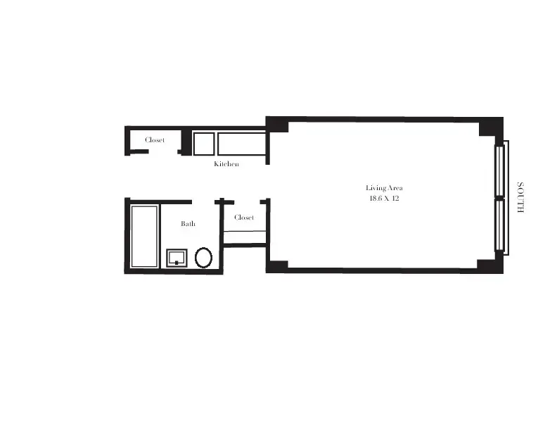 433 West 34th Street, Unit 9E Manhattan, NY 10001 - Photo 10 of 10 a picture of a floor plan