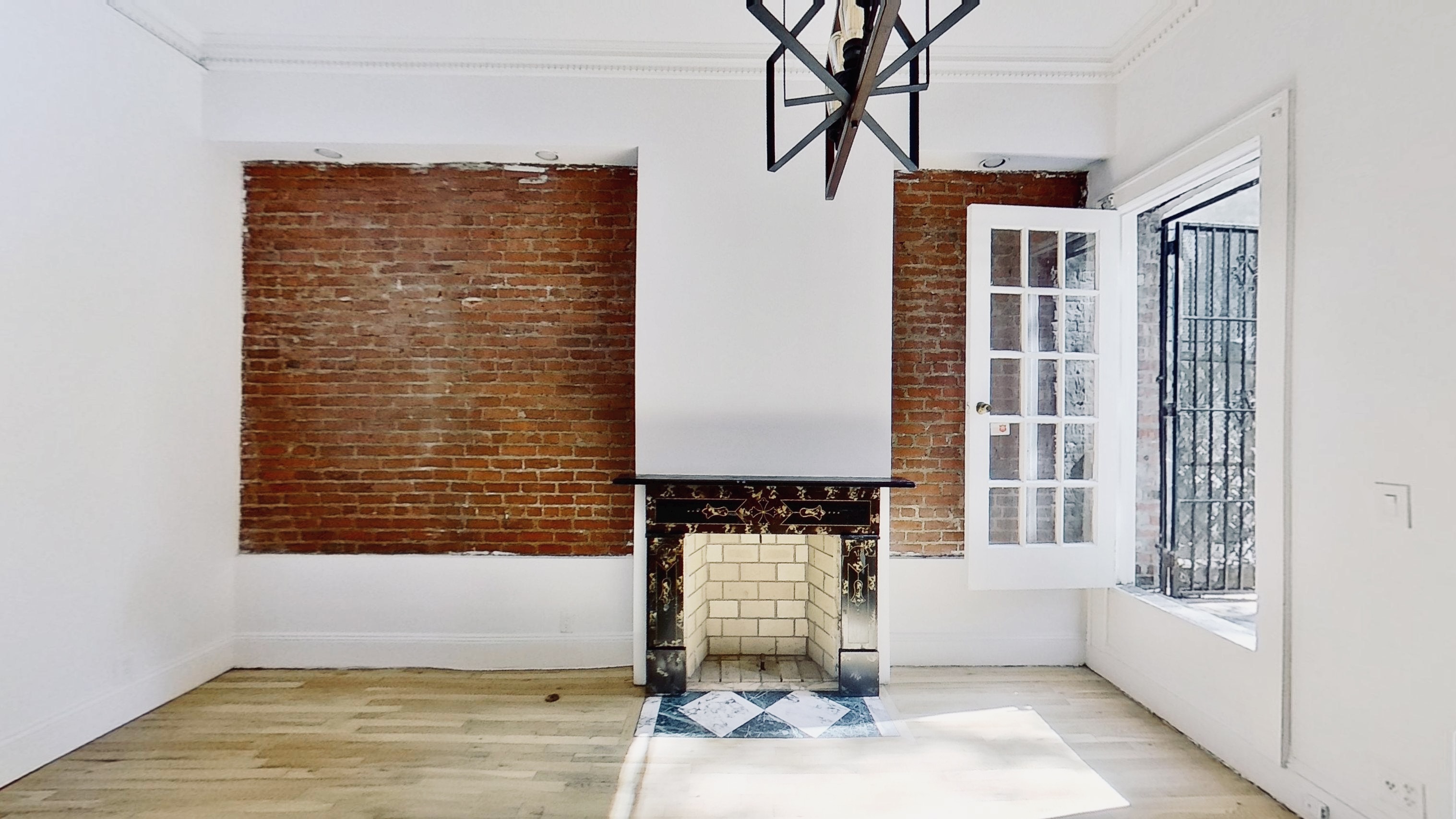 a view of front door of house with window