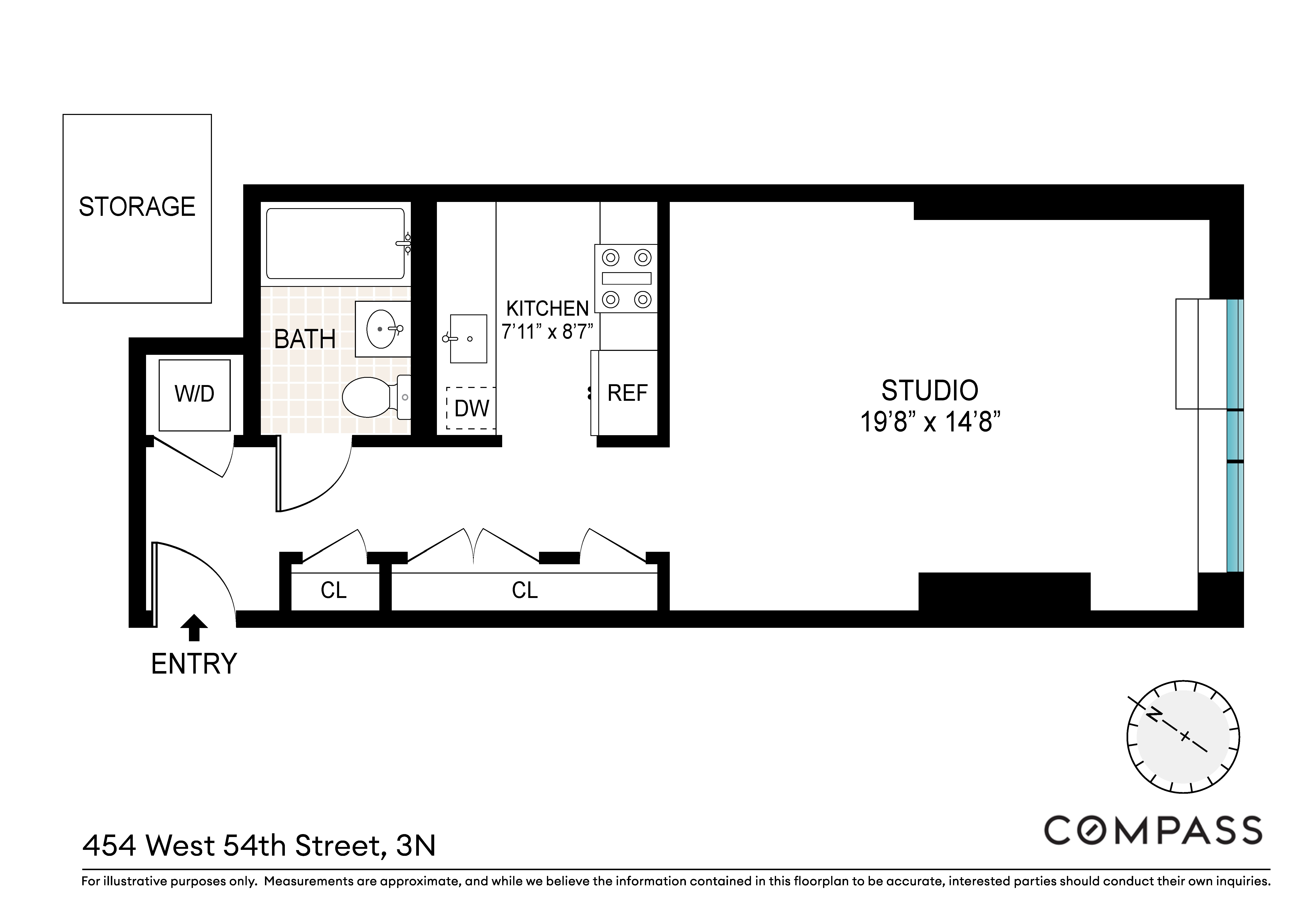 454 West 54th Street, Unit 3N Manhattan, NY 10019 - Photo 7 of 7 a picture of a bench in front of a gate