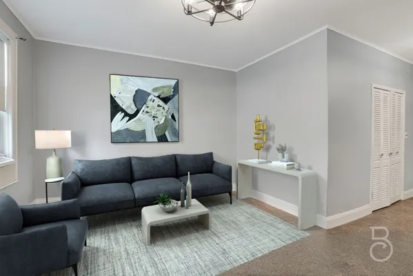 a living room with furniture